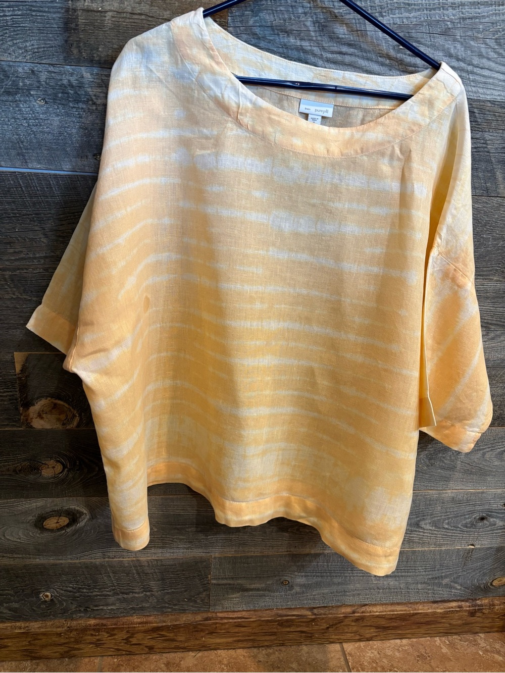Pure Jill Lightweight Yellow Linen Blend Boatneck Top